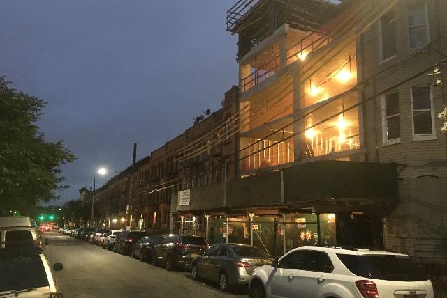 An under-construction residential development at 375 Grove Street in Bushwick, one example of out-of-character development in Bushwick cited in the Bushwick Community Plan, which was unveiled on Saturday.
